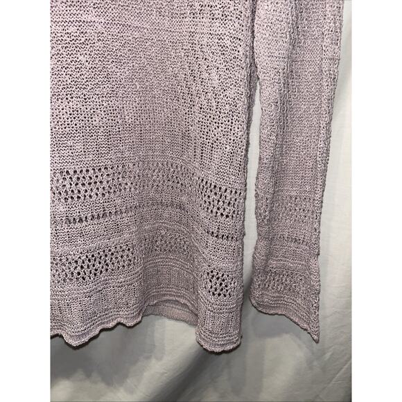 Coldwater Creek Sweater Womens 1x Lavender Purple Crochet Cottagecore Linen - Picture 12 of 14
